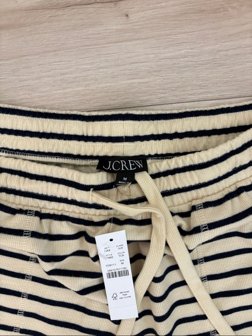 J. Crew Cream and Navy Striped Drawstring Pants - Picture 3 of 5